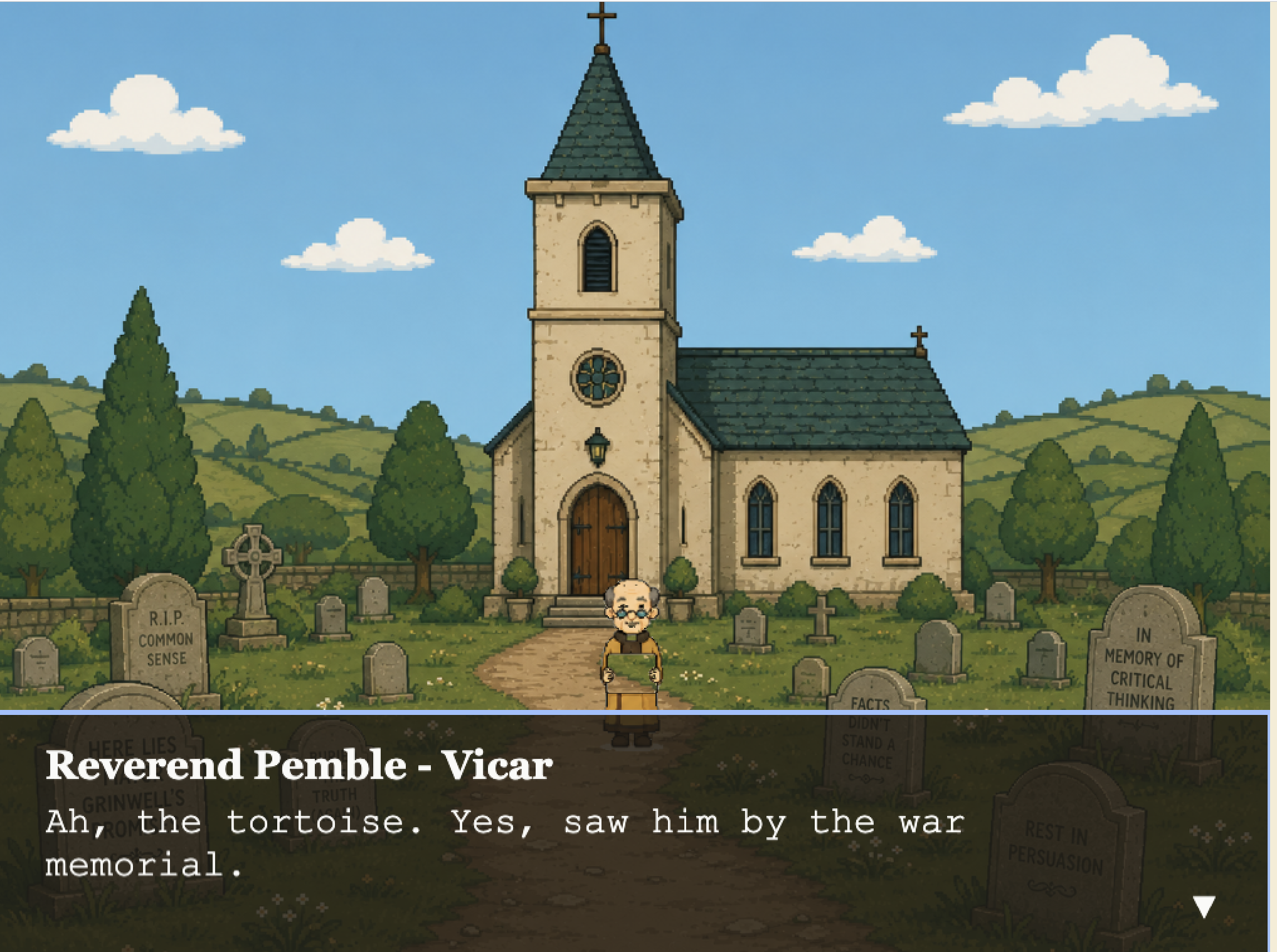 Little Fibbing — Reverend Pemble at the churchyard